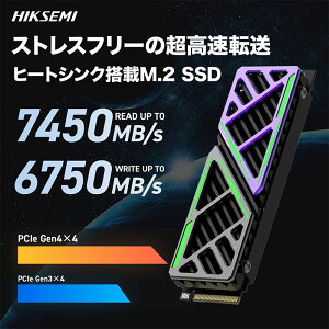 HIKSEMI NVMe SSD 2TB M.2 2280 PCIe Gen4×4 ����SSD �q�[�g�V���N���� PS5����m�F�� �ő�Ǎ�7450MB/s �ő发��6750MB/s 3D TLC NAND TBW3600TB 5�N�ۏ� HS-SSD-FUTUREX-2048G
