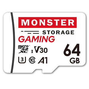 Monster Storage microSDXC�J�[�h 64GB ��p�� UHS-I U3 V30 A1 �ő�Ǎ�90MB/s �ő发��50MB/s Nintendo Switch����m�F�� ���{����1�N�ۏ� MS-GM064MSDSE