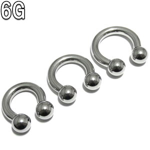 ボディピアス 6G スタンダード ラージゲージ サージカルステンレス サーキュラーバーベル (4.0mm)/内径12mm・14mm・16mm BPCB-B06G