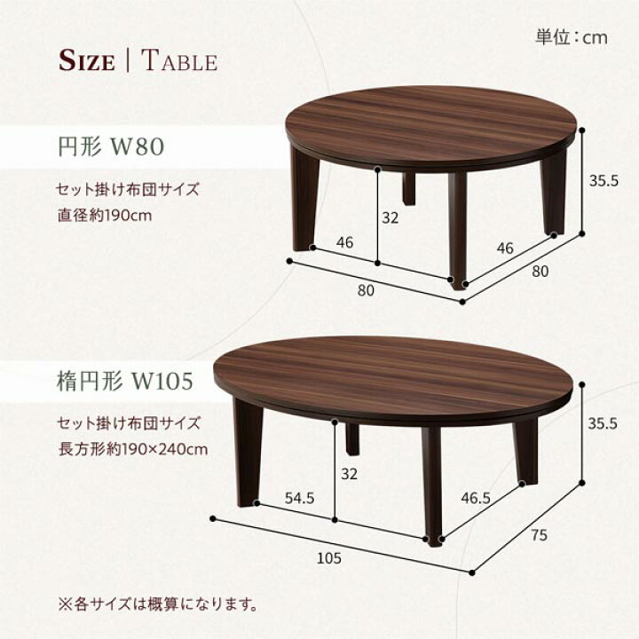 楽天市場】こたつ テーブル 単品 〔 円形 約直径80cm ホワイト 