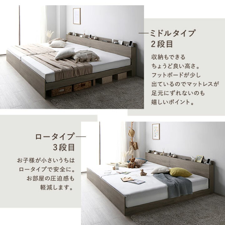 楽天市場】ベッド ワイドキング 200(S+S) ベッドフレームのみ 