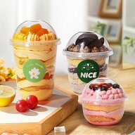 50/100個セット カップ プリンカップ 250/360/500ML 使い捨て プラスチック デザートカップ DIYデザート …
