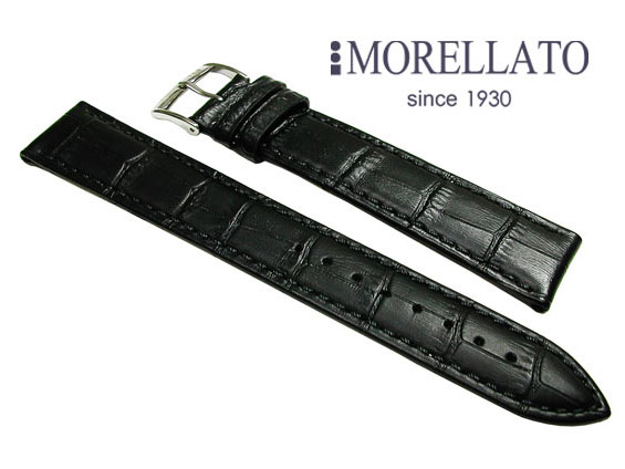 モレラート MORELLATO 腕時計 ベルト ボーレ BOLLE XL カーフ型押 黒 ブラック ロングサイズ【送料無料　ネコポスにて発送】