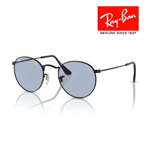 RayBan レイバン Round metal ラウンドメタル サングラス メガネフレーム 50□21 ブラック ブルー RB3447 002/64 クロス付き レイバン純正メガネケース付き 国内正規品