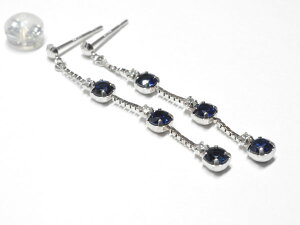 ホワイトゴールド   サファイア ダイヤモンド  ラインピアス 【pa128】 送料無料 02P06may13