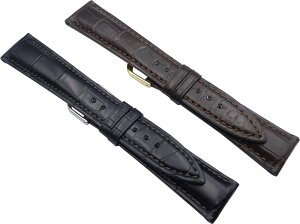 16mm 17mm 18mm 19mm 20mm バンビ BAMBI 時計バンド ベルト BWE019 グレーシャス ワニ革 クロコダイル マット 黒 茶 ブラック チョコ ステッチ付【送料無料】