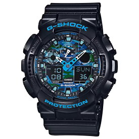 腕時計 カシオ G-SHOCK GA-100CB-1AJF メンズ クロノグラフ ワールドタイム ブラック ブルー迷彩 正規品