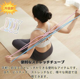 トレーニングチューブ ストレッチ 筋トレ バンド チューブ 背中 フィットネスバンド ヨガ バレエ ながらストレッチストレッチバンド ストレッチチューブ