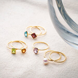 Radiant Gems リング K18 レディース 18金 指輪 パール 真珠 ガーネット アメジスト ペリドット ブルートパーズ シトリン カラーストーン DES0202RAG-00000 ムーンレーベル Moon Label