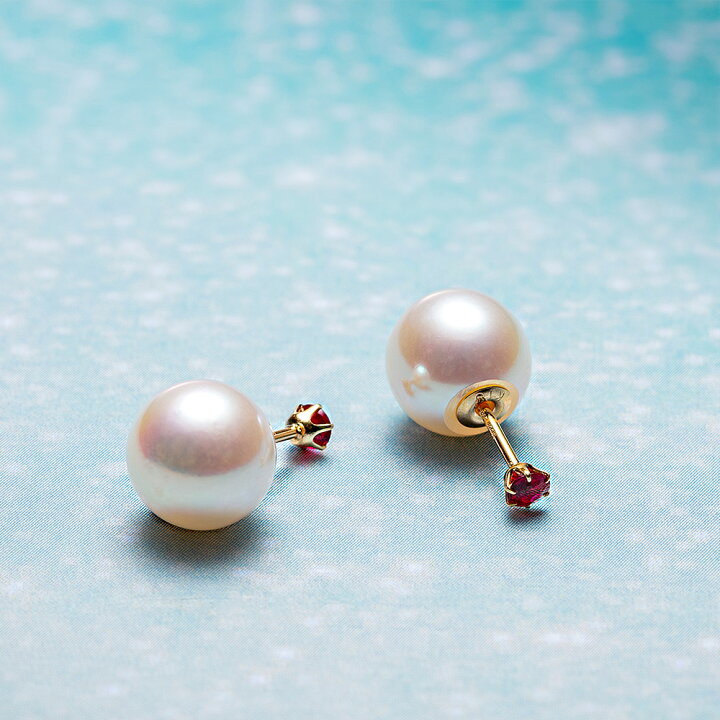 楽天市場】ルビー パール ピアス あこや真珠 Gemini ルビー ピアス K18 