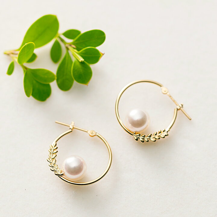 楽天市場】パール ピアス フープ 真珠 Petit Leaf パール ピアス K18 