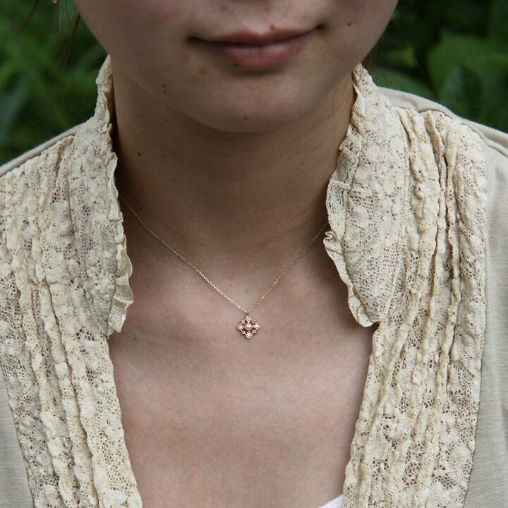 楽天市場】ダイヤモンド ネックレス 真珠 Lace パール ペンダント K10 