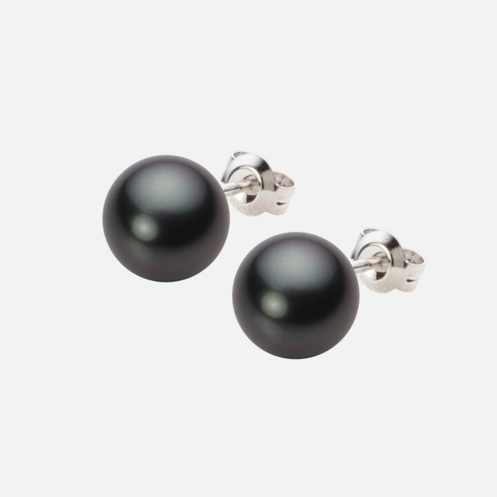 楽天市場】ブラック パール ピアス 8mm 黒蝶 真珠 ピアス K14WG 