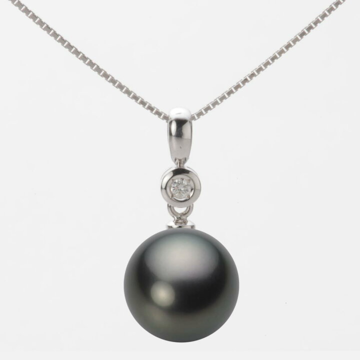 楽天市場】ブラック パール ネックレス 一粒 11mm 黒蝶 真珠 
