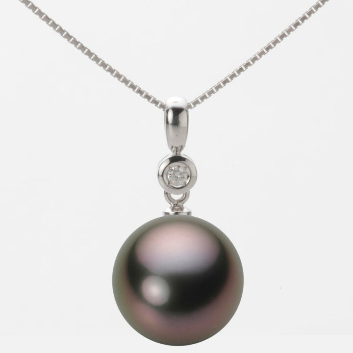 楽天市場】ブラック パール ネックレス 一粒 12mm 黒蝶 真珠 