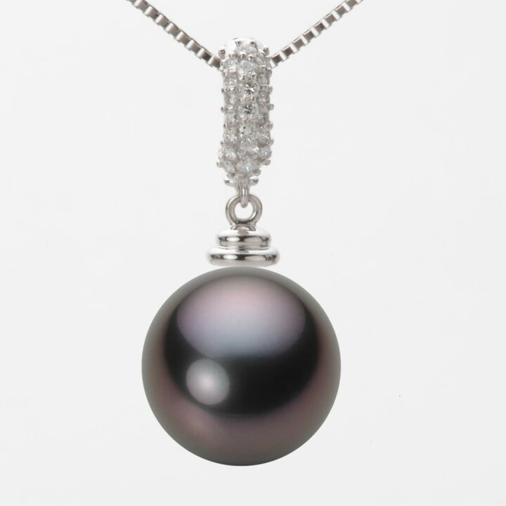 楽天市場】ブラック パール ネックレス 一粒 13mm 黒蝶 真珠 