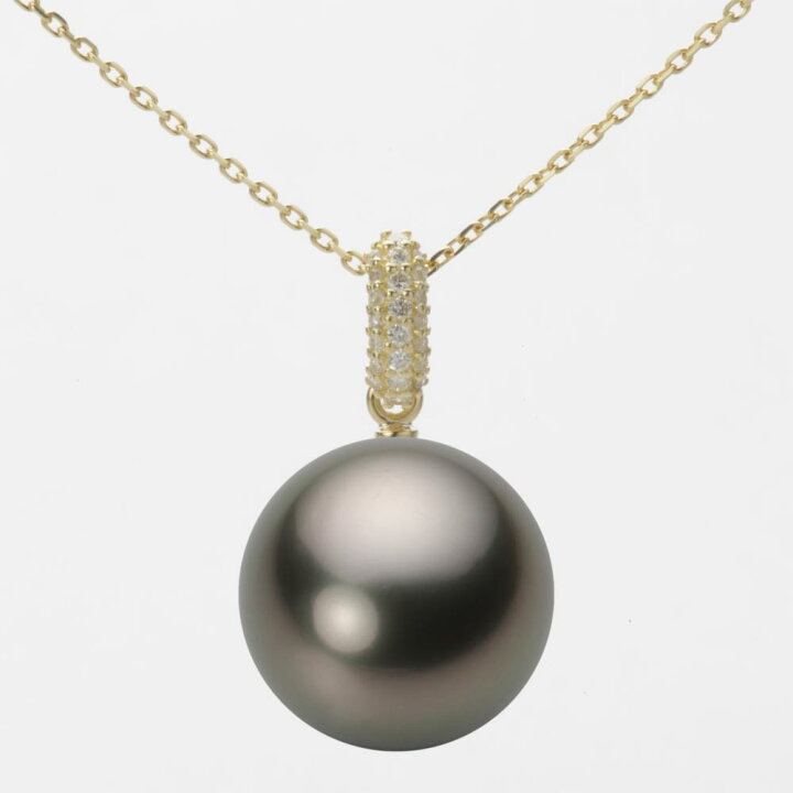 楽天市場】ブラック パール ネックレス 一粒 13mm 黒蝶 真珠 