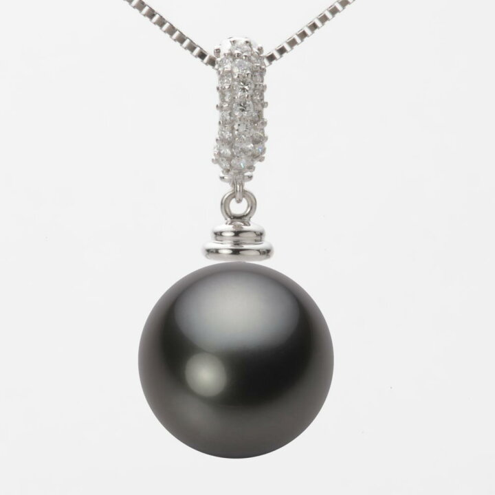 楽天市場】ブラック パール ネックレス 一粒 13mm 黒蝶 真珠 