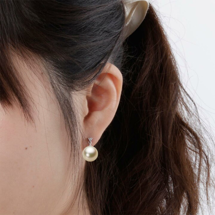 楽天市場】南洋真珠 パール ピアス 10mm 白蝶 真珠 ピアス K18WG 