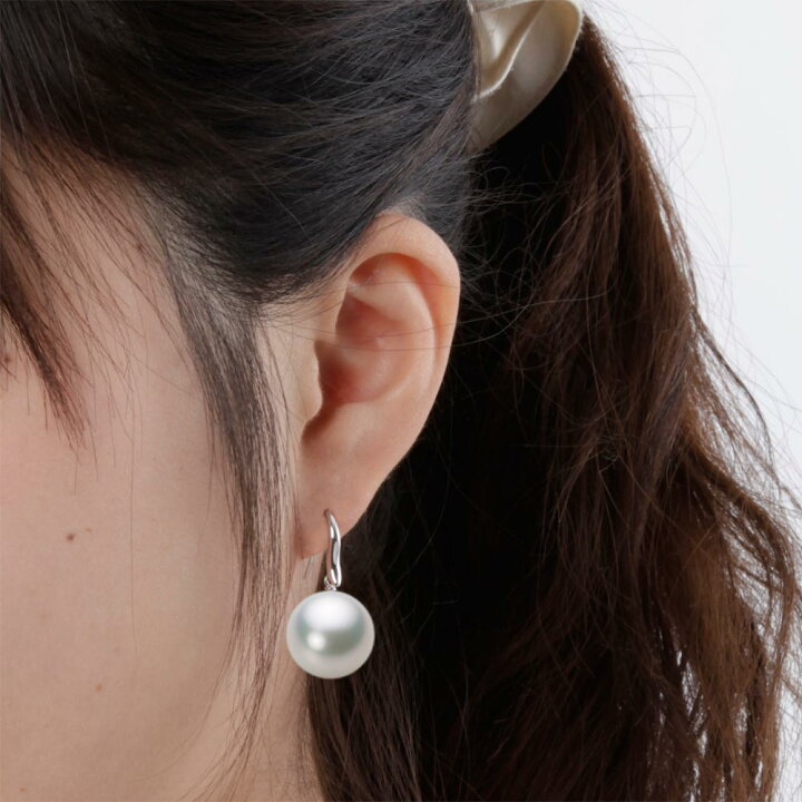 楽天市場】南洋真珠 パール ピアス 15mm 白蝶 真珠 ピアス K18WG 
