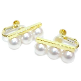 TASAKI タサキ バランス ネオ あこや真珠 K18YG イヤリング 約7.5g位 [ E-4315-18KYG-UC クリップタイプ パール イエロー ゴールド 3珠 3連 18金 750 ブランド ジュエリー アクセサリー レディース ]【中古】