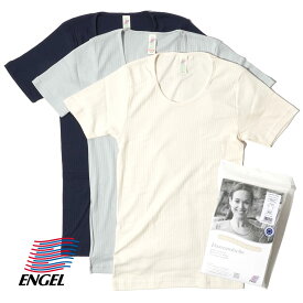 ENGEL エンゲル オーガニックコットン Tシャツ TEEシャツ ENGEL DROP STITCH SHIRTS SHORT SLEEVED ドロップ ステッチ S/S TEE レディース インナー 肌着 カットソー ドイツ製