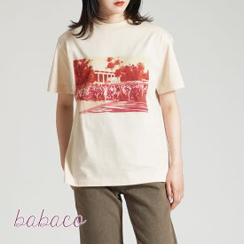 babaco ババコ Organic Cotton T-shirt W/print オーガニック コットン Tシャツ MARATHON FLAMINGO レディース トップス BA01-RE16