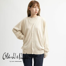 【P20倍】Olde H＆Daughter(オールドエイチアンドドーター)/SILK PLAIN STICH V NECK CARDIGAN(シルク プレイン ステッチ Vネック カーディガン)/レディース メンズ ユニセックス シンプル 日本製 MADE IN JAPAN BK006