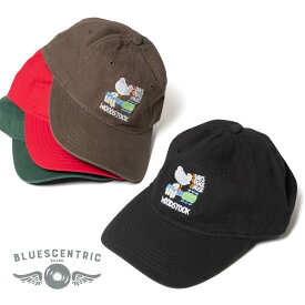 【返品交換送料無料】BLUESCENTRIC(ブルースセントリック)/WOODSTOCK CAP(ウッドストック キャップ)帽子 刺繍 ローキャップ フリーサイズ ユニセックス フェス