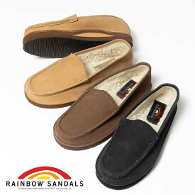 【返品交換送料無料】Rainbow Sandals（レインボーサンダル）COMFORT CLASSIC FLEECE LINE（コンフォートクラシック フリースライン）スリッポン レザーシューズ フリース素材 オールシーズン着用可能