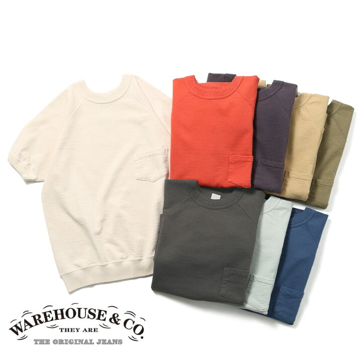 ウェアハウス WAREHOUSE 半袖 スウェット Tシャツ 無地 ポケット 2ND 
