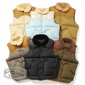 【返品交換送料無料】Rocky Mountain Featherbed（ロッキーマウンテンフェザーベッド）CHRISTY VEST（クリスティベスト）25FW 25AW ダウンベスト レザーヨーク ウエスタンスタイル ダウン 撥水ダウン 700FP ムートン襟 メンズ レディース ユニセックス