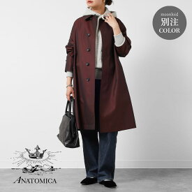 【返品交換送料無料】【MOONLOID別注】ANATOMICA（アナトミカ）SINGLE RAGLAN COAT 1 /GABARDINE （シングルラグランコート 1 / ギャバジン）バーガンディー バルマカーンコート ステンカラーコート シャワープルーフ 玉虫 撥水性 一枚袖