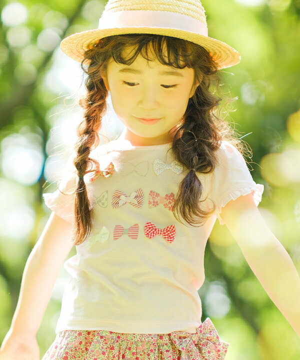楽天市場 子供服 女の子 リボン ラインストーン フリル袖 Tシャツ トップス 半袖 春夏 綿100 ピンク オフホワイト 100cm 110cm 1cm 130cm 140cm 150cm 160cm 3歳 4歳 5歳 6歳 7歳 8歳 9歳 10歳 11歳 12歳 13歳 発表会 お呼ばれ