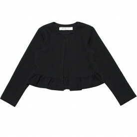 子供服 女の子 ジャケット 長袖 日本製 お出かけ着 セミフォーマル 入学式 卒業式 結婚式 フリルつきホック留め ブラック 秋冬 130cm 140cm 150cm 8歳 9歳 10歳 11歳 12歳 【むーのんのん MOONONNON】