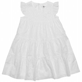 子供服 女の子 ワンピース・ジャンパースカート ノースリーブ 日本製 普段着 通学着 お出かけ着 綿100％花柄レース裏地付き3段ギャザーティアードAライン オフホワイト グリーン 夏服 100cm 110cm 120cm 130cm 3歳 4歳 5歳 6歳 7歳 8歳 9歳 10歳 【むーのんのん MOONONNON】