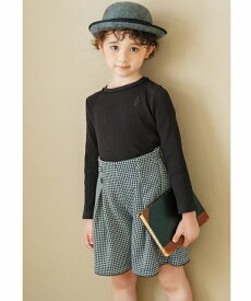 【TIME SALE 43%OFF】子供服 女の子 キュロット 秋冬 膝丈 普段着 通学着 千鳥柄 飾り ボタン ウエストゴム タック キュロットパンツ ホワイト×ブラック 100cm 110cm 120cm 130cm 140cm 150cm 160cm 【むーのんのん moononnon】