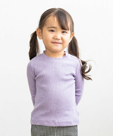 【アウトレットセール 80cm限定 90cm限定】子供服 女の子 Tシャツ 長袖 普段着 通学着 ベビーサイズ 音符刺繍リブ生地無地インナーカットソー パープル ブルー 春夏【むーのんのん moononnon】