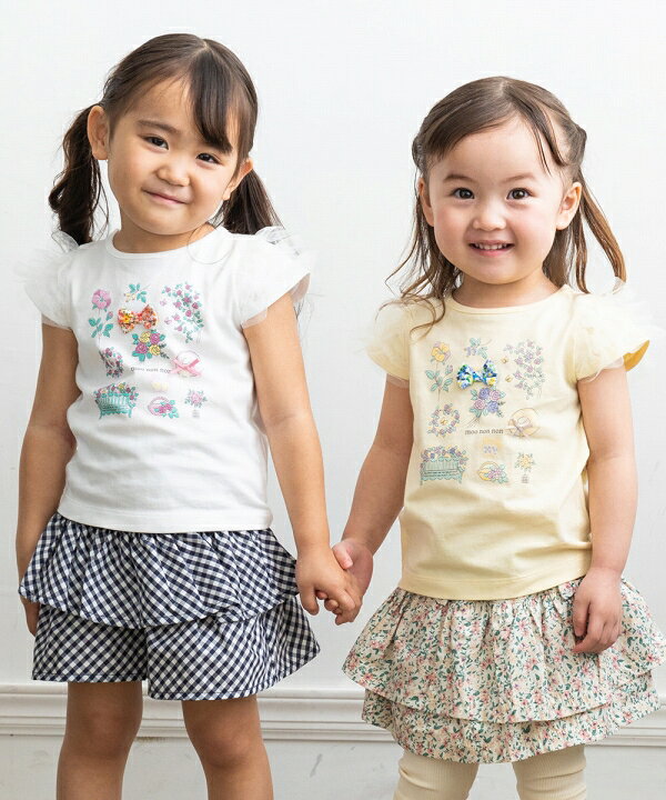 楽天市場 New 子供服 女の子 Tシャツ 半袖 普段着 通園着 ベビーサイズ お花プリント リボン付き チュール袖 イエロー オフホワイト 春夏 80cm 90cm 1歳 2歳 むーのんのん Moononnon 女の子 子供服 ワンピース Nonnon