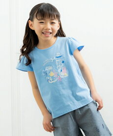 子供服 女の子 Tシャツ 半袖 普段着 通学着 綿100％貝殻＆音符ガラス瓶プリントリボン付き マリンテイスト オフホワイト ブルー 春夏 110cm 120cm 130cm 140cm 150cm 160cm 4歳 5歳 6歳 7歳 8歳 9歳 10歳 11歳 12歳 13歳 【むーのんのん moononnon】