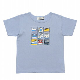 【アウトレットセール 80cm限定】子供服 男の子 Tシャツ 半袖 普段着 通園着 通学着 綿100％乗り物シリーズ プリント アイボリー ブルー 春夏 【アンドゥーカージョ】