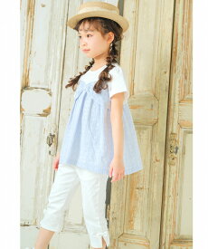 【TIME SALE 41%OFF★全品ポイント5倍】子供服 小学生 子ども服 こども服 女の子 パンツ カプリパンツ 春服 夏服 秋服 長ズボン 普段着 通学着 ストレッチツイル リボン 7分丈 クロップドパンツ オフホワイト 120cm 130cm 140cm 150cm 160cm 【むーのんのん moononnon】