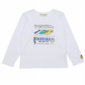 子供服 男の子 Tシャツ 春夏 長袖 キッズ ベビー 綿100％ 電車 乗り物 ロゴ プリント カットソー ティーシャツ オフホワイト ブルー 80cm 90cm 100cm 110cm 120cm 130cm 1歳 2歳 3歳 4歳 5歳 6歳 7歳 8歳 9歳 10歳 【アンドゥーカージョ 】