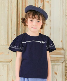 子供服 女の子 Tシャツ 春夏 半袖 子ども服 こども キッズ ジュニア 綿100％ コットン ティーシャツ 音符 プリント リボン フリル ネイビー ピンク 100cm 110cm 120cm 130cm 140cm 150cm 160cm 3歳 4歳 5歳 6歳 7歳 8歳 9歳 10歳 11歳 12歳 13歳 【むーのんのん moononnon】