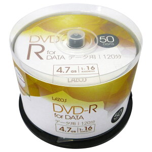 ikCꗣjDVD-R 4.7GB f[^p 50gXshP[X 16{Ή zCgChΉ Lazos L-DD50P/2594x1