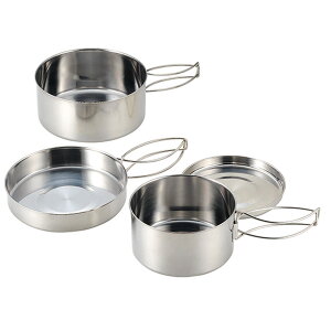 キャンピング鍋 4点セット PP-01( キャンプ鍋セット ) カクセー SOLA クッカーセット 携帯袋付きx2個セット/卸