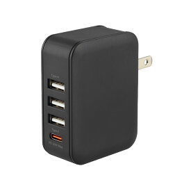 送料無料（北海道沖縄離島除く）USB充電器 USB-ACアダプター 4ポート PD20W独立32Wモデル グリーンハウス GH-ACUC4CC-BK/0274