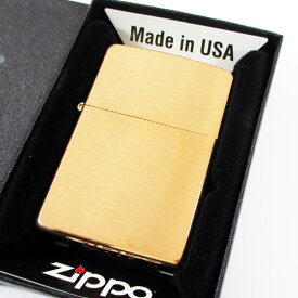 送料無料（沖縄離島除く） ジッポー #204B 刻印無し ブラッシュ ブラス BRUSHED BRASS&ギフトボックスセット（オイル＋フリント+BOX）