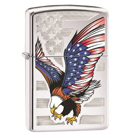 送料無料（沖縄離島除く）ジッポー オイルライター USAデザイン Eagle Flag アメリカン イーグル#28449&ギフトボックスセット（オイル＋フリント+BOX）