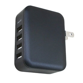 送料無料メール便 AC-USBアダプタ AC-USB充電器 4ポート 4.8Aの高出力 グリーンハウス GH-ACU4B-BK/7244 箱破棄　ポイント消化